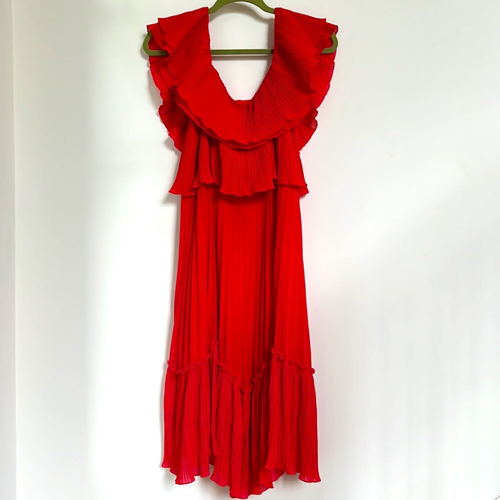 Halston Heritage poppy red cocktail dress